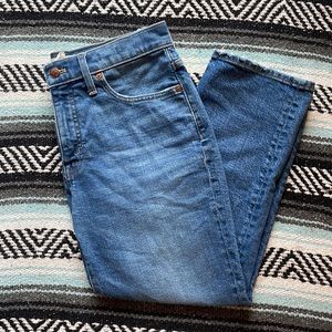 Madewell mid rise classic straight dark wash jeans